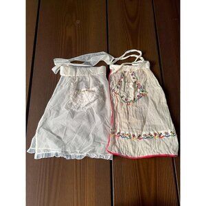 2 Vintage Shear Half Aprons Embroidered 1950 /60's